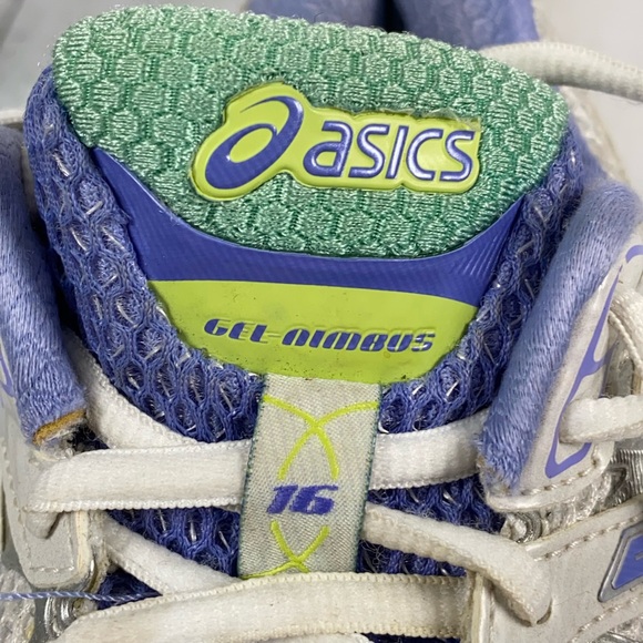 Asics Gel Nimbus 16 Fluid Fit White Purple Teal Womens Size 7 - Picture 9 of 10